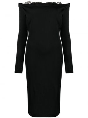 Midi haljina s čipkom Alberta Ferretti crna