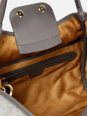 Hodvábna vlnená nákupná taška z alpaky Max Mara sivá