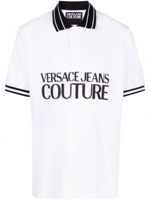Polo en coton à imprimé Versace Jeans Couture blanc