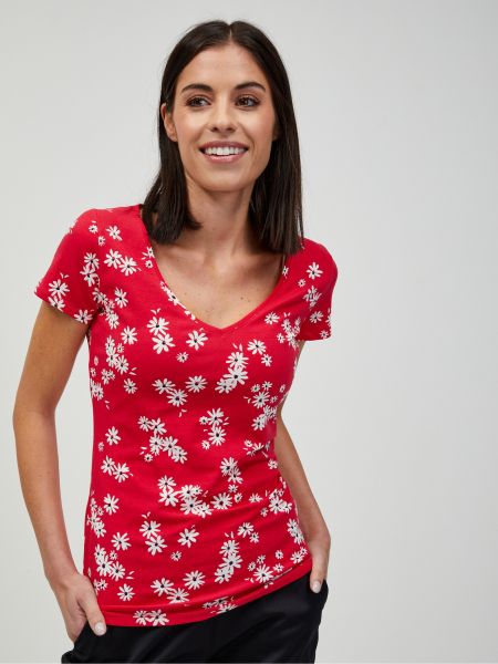 Červené květinové květinové tričko Orsay
