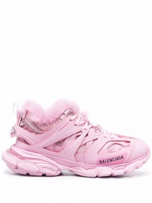 Кроссовки с мехом Balenciaga, розовый