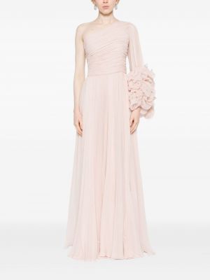 Drapiruotas šilkinis vakarinė suknelė Costarellos rožinė