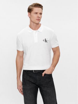 Polo z nadrukiem Calvin Klein Jeans biała