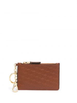 Kožená peňaženka na zips Lauren Ralph Lauren hnedá
