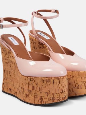 Kožne cipele od lakirane kože Alaia ružičasta