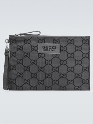 Кожени чанта Gucci сиво