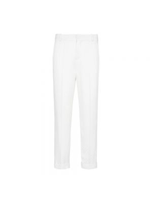 Satynowe proste spodnie Balmain białe