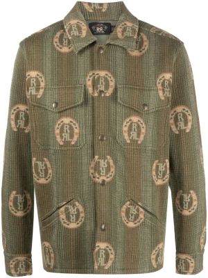 Raštuota medvilninė marškiniai Ralph Lauren Rrl žalia