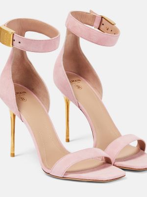 Sandale din piele de căprioară Balmain roz