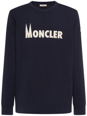 Bluza dresowa bawełniana z dżerseju Moncler niebieska