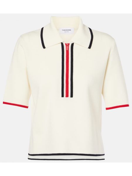 Poloshirt i uld Thom Browne hvid