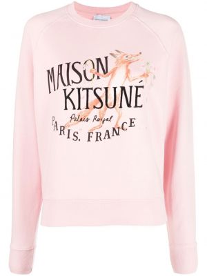 Długi sweter bawełniane z długim rękawem Maison Kitsune - różowy