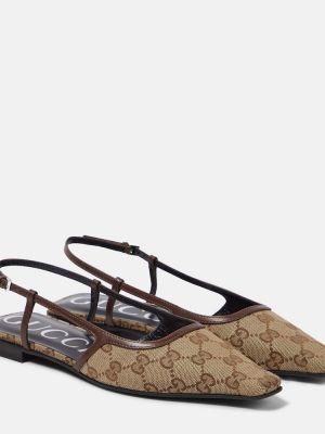 Iš natūralios odos balerinos slingback Gucci