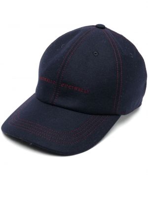 Brodert cap Brunello Cucinelli blå