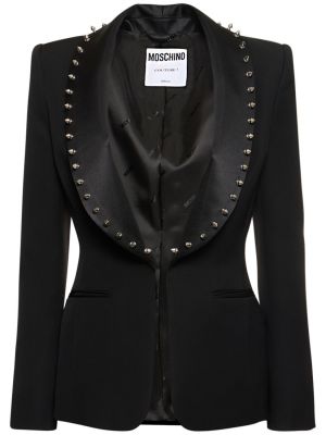 Vlnená bunda s cvočkami Moschino čierna
