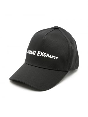 Шапка с козирки с принт Armani Exchange черно