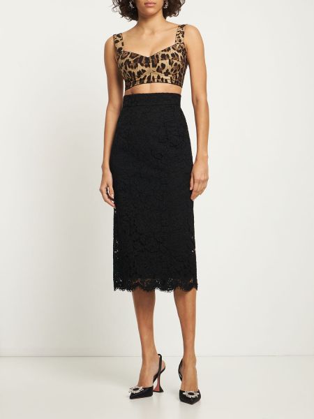 Crop top s potlačou s leopardím vzorom Dolce & Gabbana