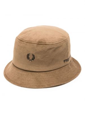 Manšestrový klobouk s výšivkou Fred Perry hnědý