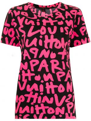 T-shirt z dekoltem w serek z printem Louis Vuitton