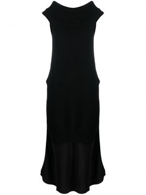 Gyapjú hosszú ruha Semicouture fekete