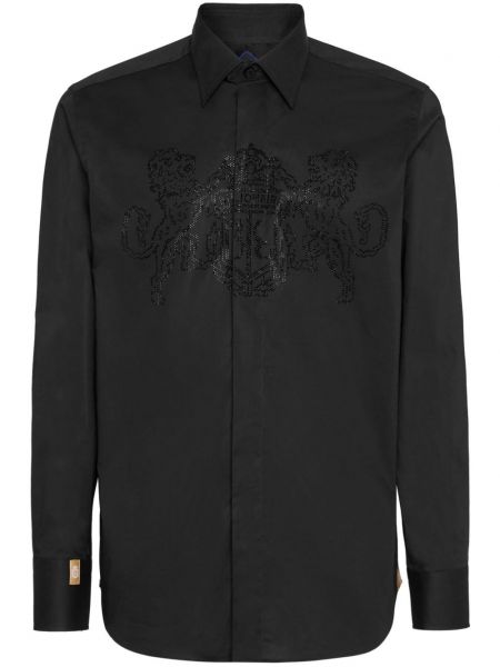 Памучна дълга риза бродирана Billionaire черно