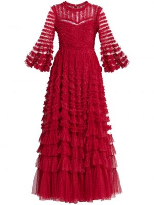 Koktejlové šaty s volány Needle & Thread červené