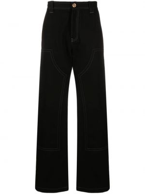 Pamučne hlače ravnih nogavica Versace crna