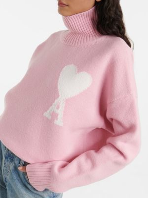 Vlnený sveter Ami Paris ružová