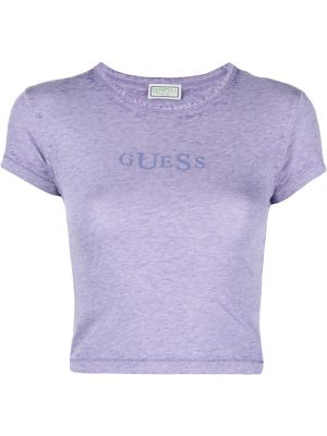 Majica s potiskom Guess Usa vijolična