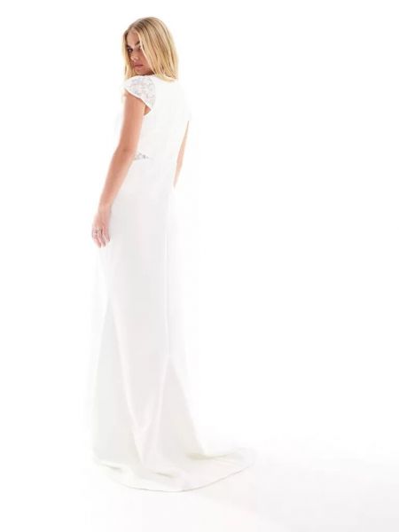 Свадебное длинное платье с коротким рукавом Y.a.s. белое