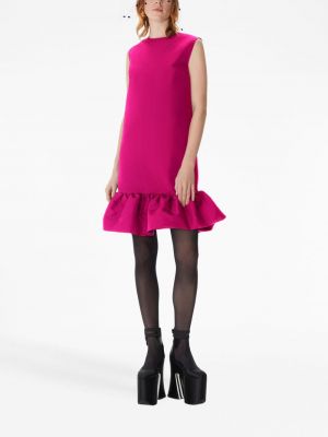 Sukienka koktajlowa bez rękawów z baskinką Nina Ricci różowa