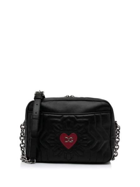 Prešívaná crossbody kabelka so srdiečkami Dolce & Gabbana Pre-owned čierna