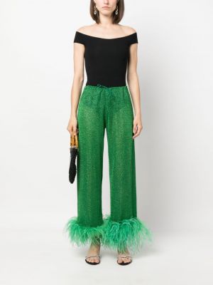 Rovné kalhoty z peří Oseree zelené