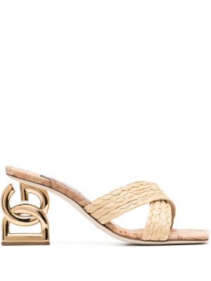 Sandale împletite Dolce & Gabbana bej
