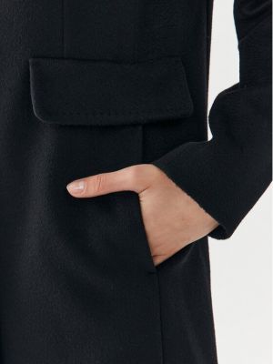 Vlnený priliehavý kabát Weekend Max Mara čierna