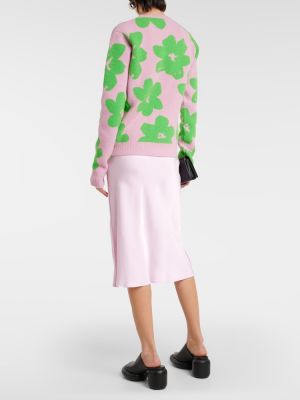 Vuneni džemper s cvjetnim printom Jil Sander ružičasta
