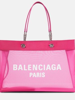 Borsa shopper in mesh Balenciaga rosa