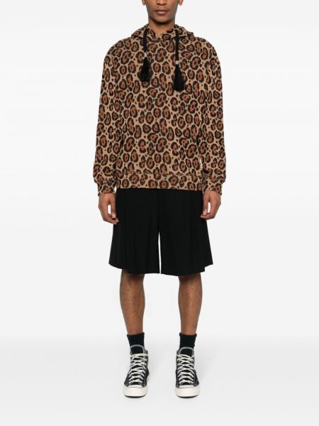 Raštuotas džemperis su gobtuvu leopardinis Emporio Armani ruda