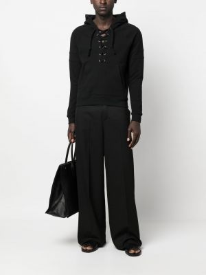 Mežģīņu kapučdžemperis ar šņorēm Saint Laurent melns