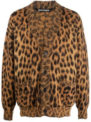 Leopardmønstret strikke strikkegenser med print Palm Angels brun