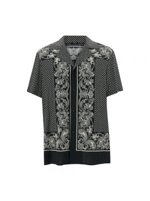 Koszula z wiskozy z krótkim rękawem z wzorem paisley Balmain czarna