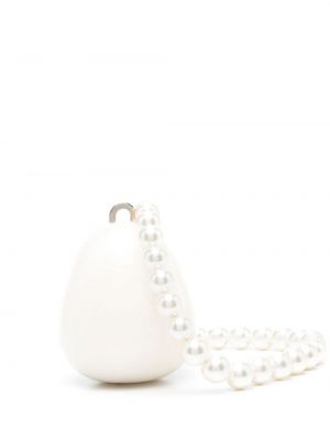 Nakupovalna torba z perlami Simone Rocha bela