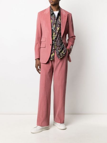 Pantalones rectos con bordado Tommy Hilfiger rosa