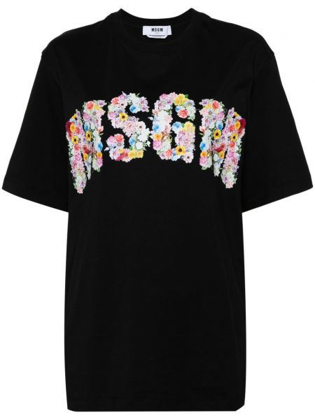 Kvetinové tričko s potlačou Msgm čierna
