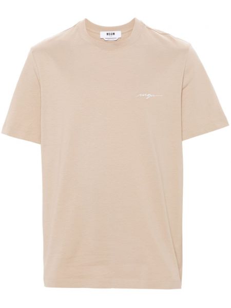 T-shirt brodé en coton Msgm beige