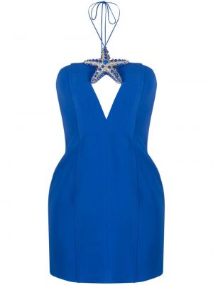 Krištáľové koktejlkové šaty David Koma modrá