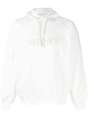 Hoodie brodé en coton Sunnei blanc