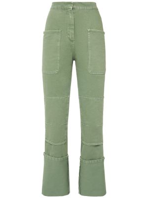Bavlnené nohavice s vysokým pásom Max Mara zelená