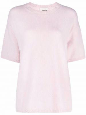 T-shirt i stickad Nanushka rosa