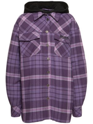 Flanelová oversized košile s kapucí Rotate fialová